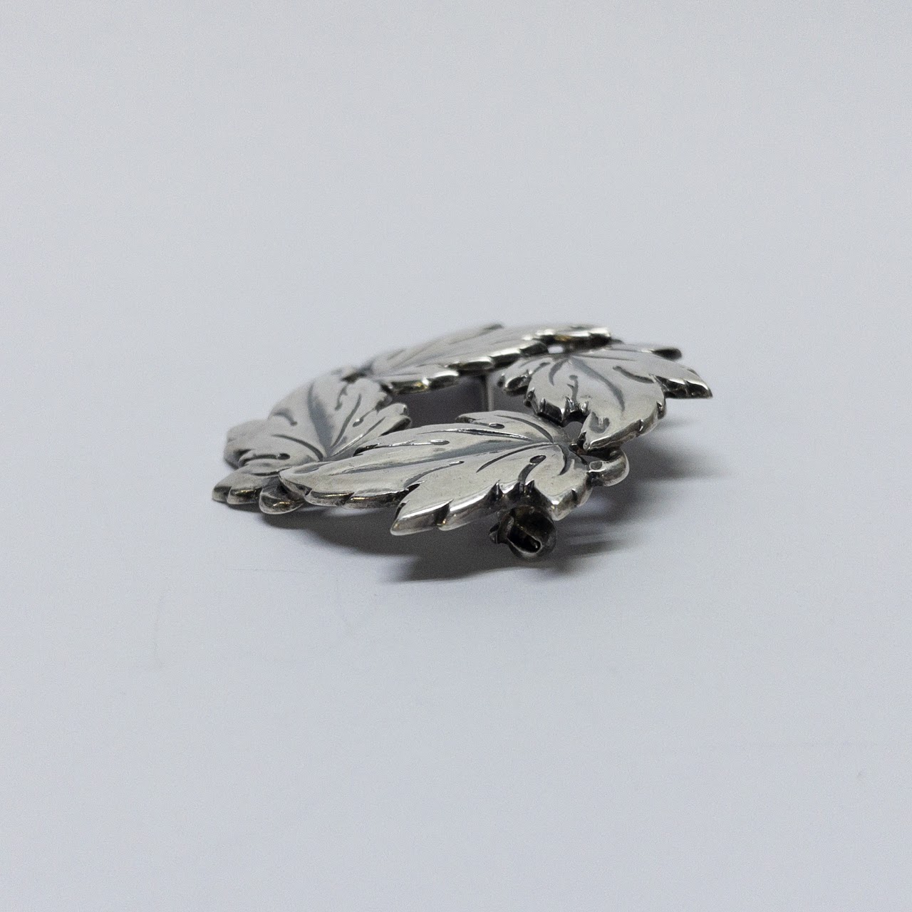 BM Denmark Sterling Silver Leaf Wreath Brooch