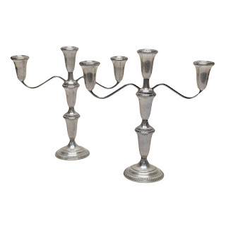 Empire Weighted Sterling Silver Candelabra Pair