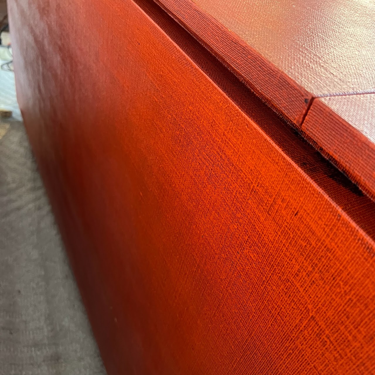 Red Grasscloth Bar/Credenza