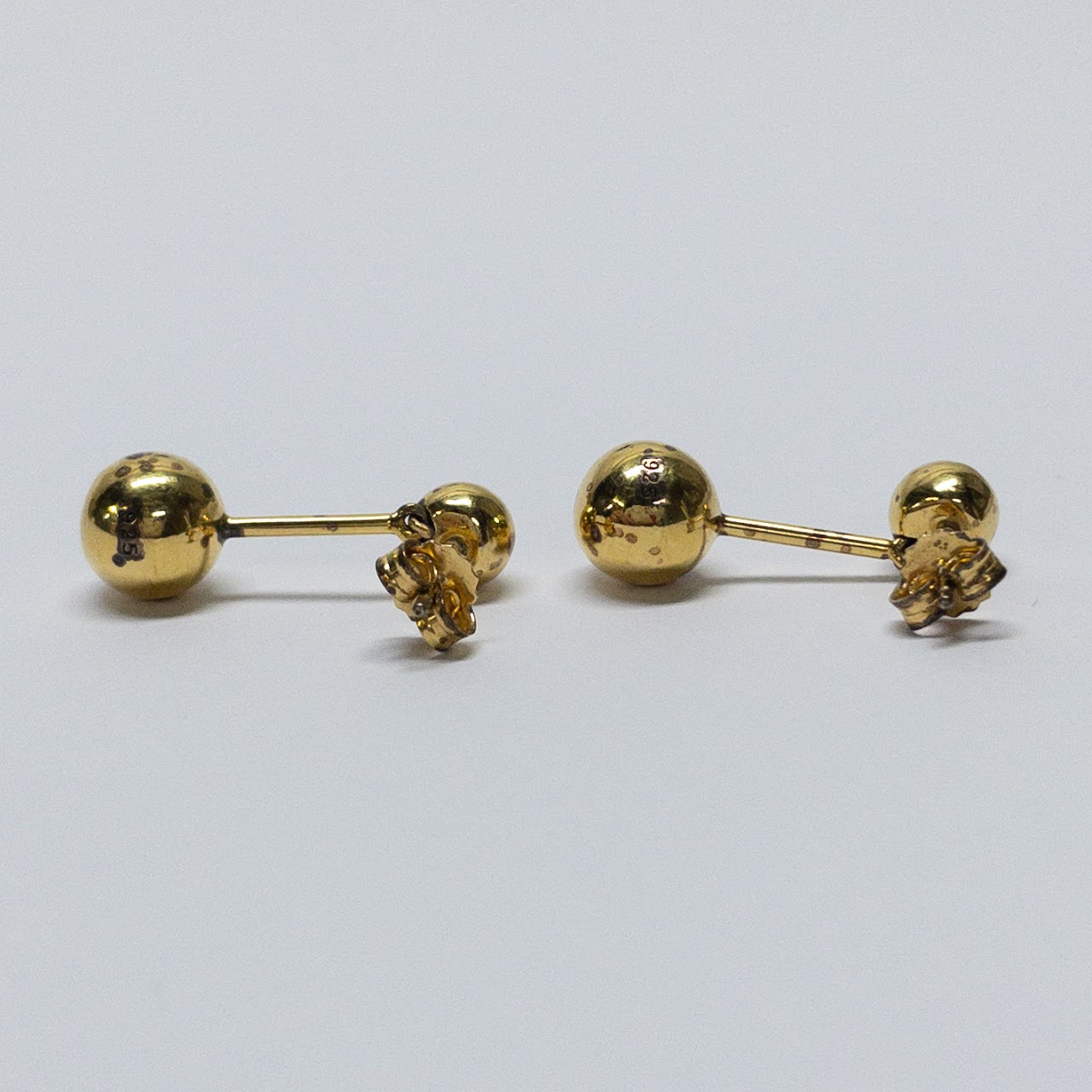 Sterling Silver Vermeil Ball Stud Drop Earrings