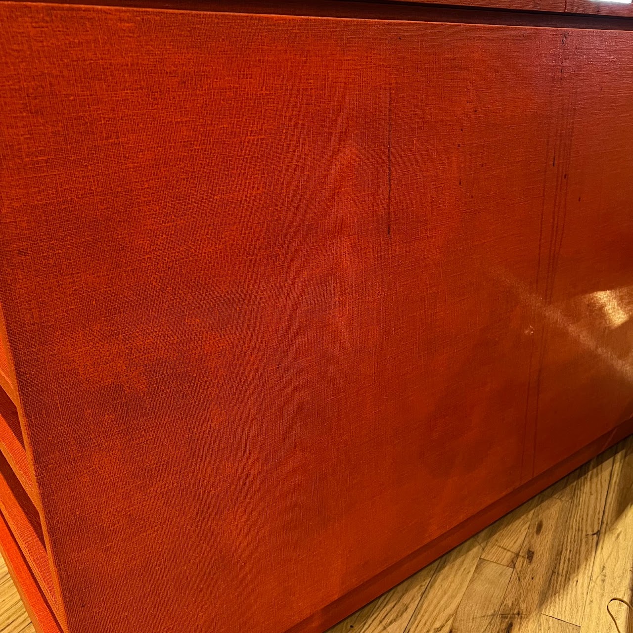 Red Grasscloth Bar/Credenza