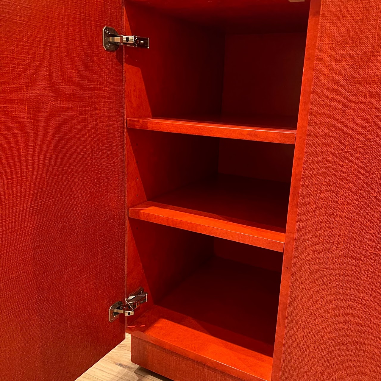 Red Grasscloth Bar/Credenza