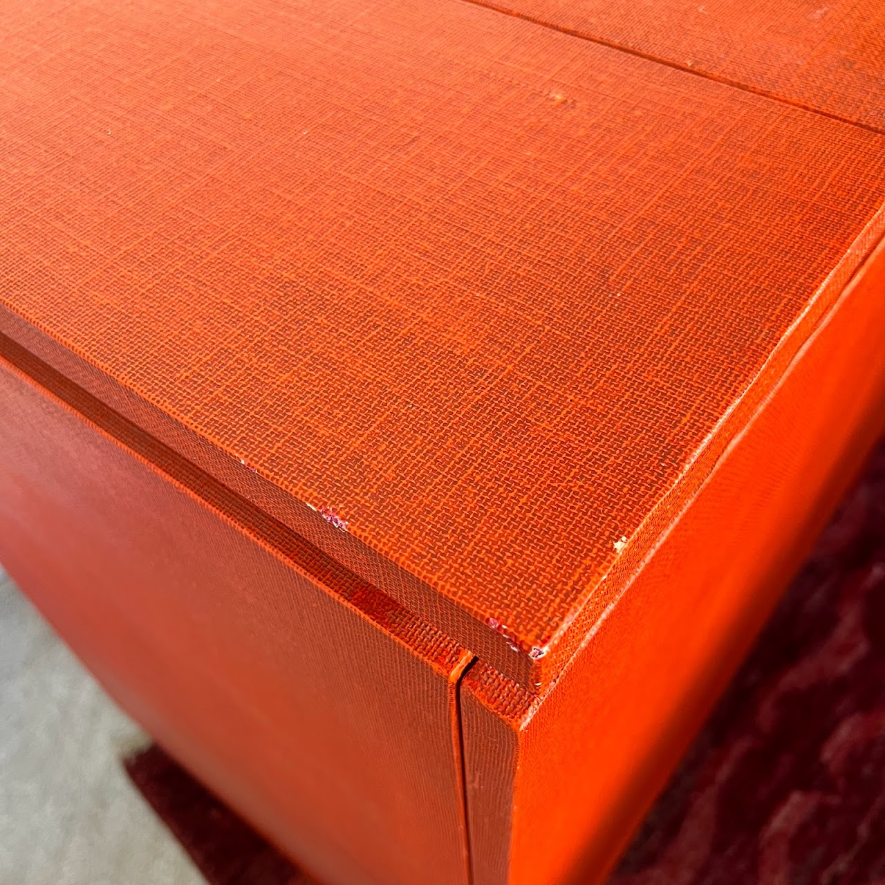 Red Grasscloth Bar/Credenza