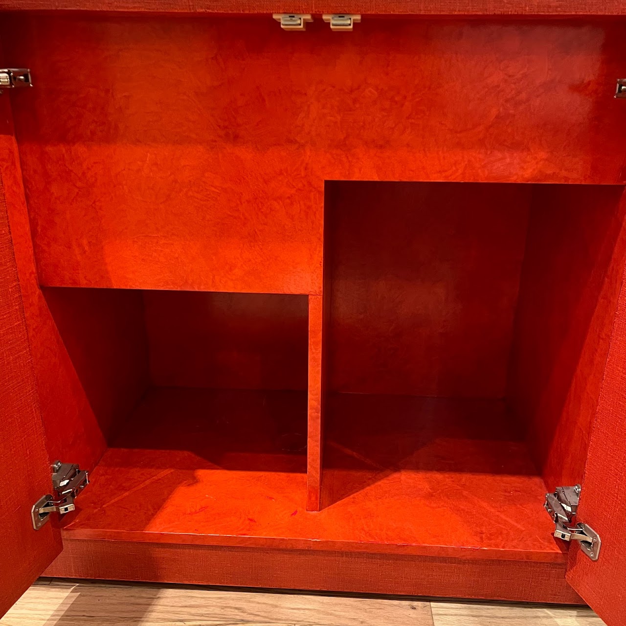 Red Grasscloth Bar/Credenza