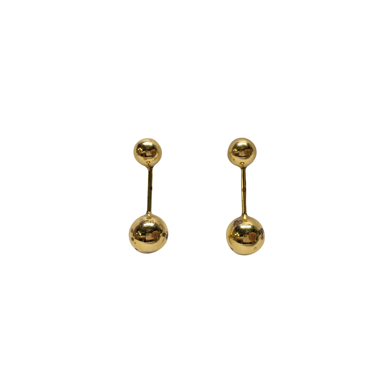 Sterling Silver Vermeil Ball Stud Drop Earrings