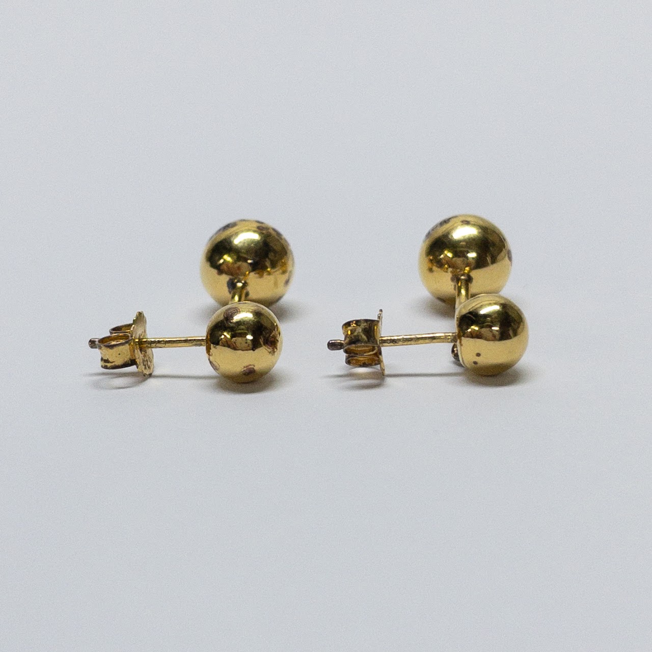 Sterling Silver Vermeil Ball Stud Drop Earrings