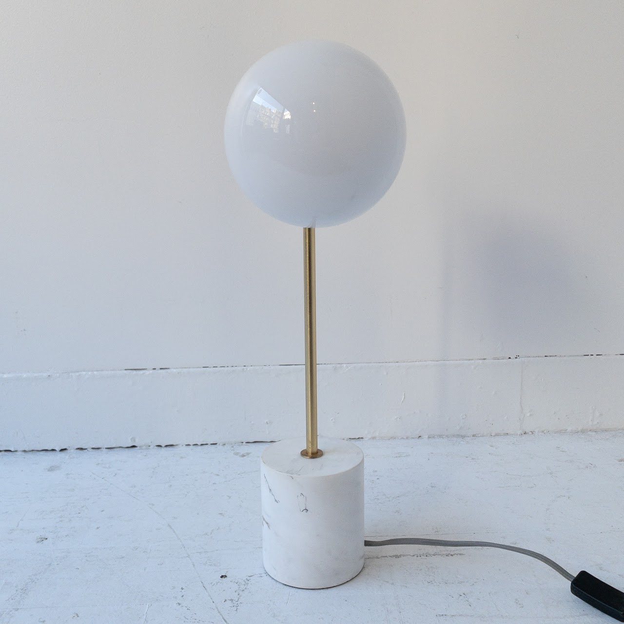 West Elm Sphere & Stem Marble, Brass & Milk Glass Table Lamp