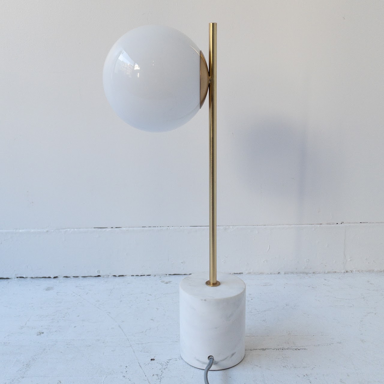 West Elm Sphere & Stem Marble, Brass & Milk Glass Table Lamp