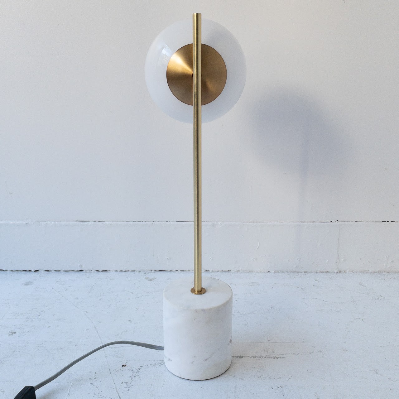 West Elm Sphere & Stem Marble, Brass & Milk Glass Table Lamp