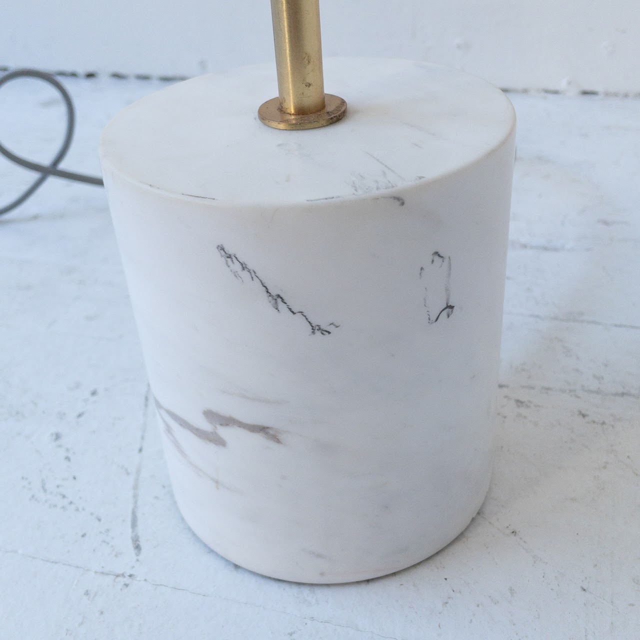 West Elm Sphere & Stem Marble, Brass & Milk Glass Table Lamp