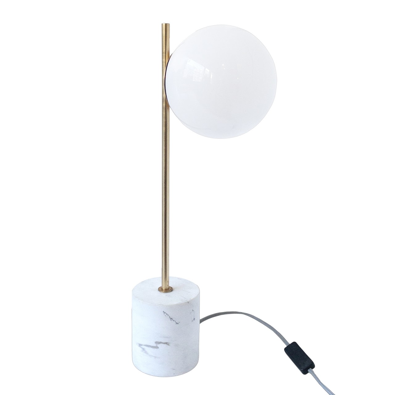 West Elm Sphere & Stem Marble, Brass & Milk Glass Table Lamp