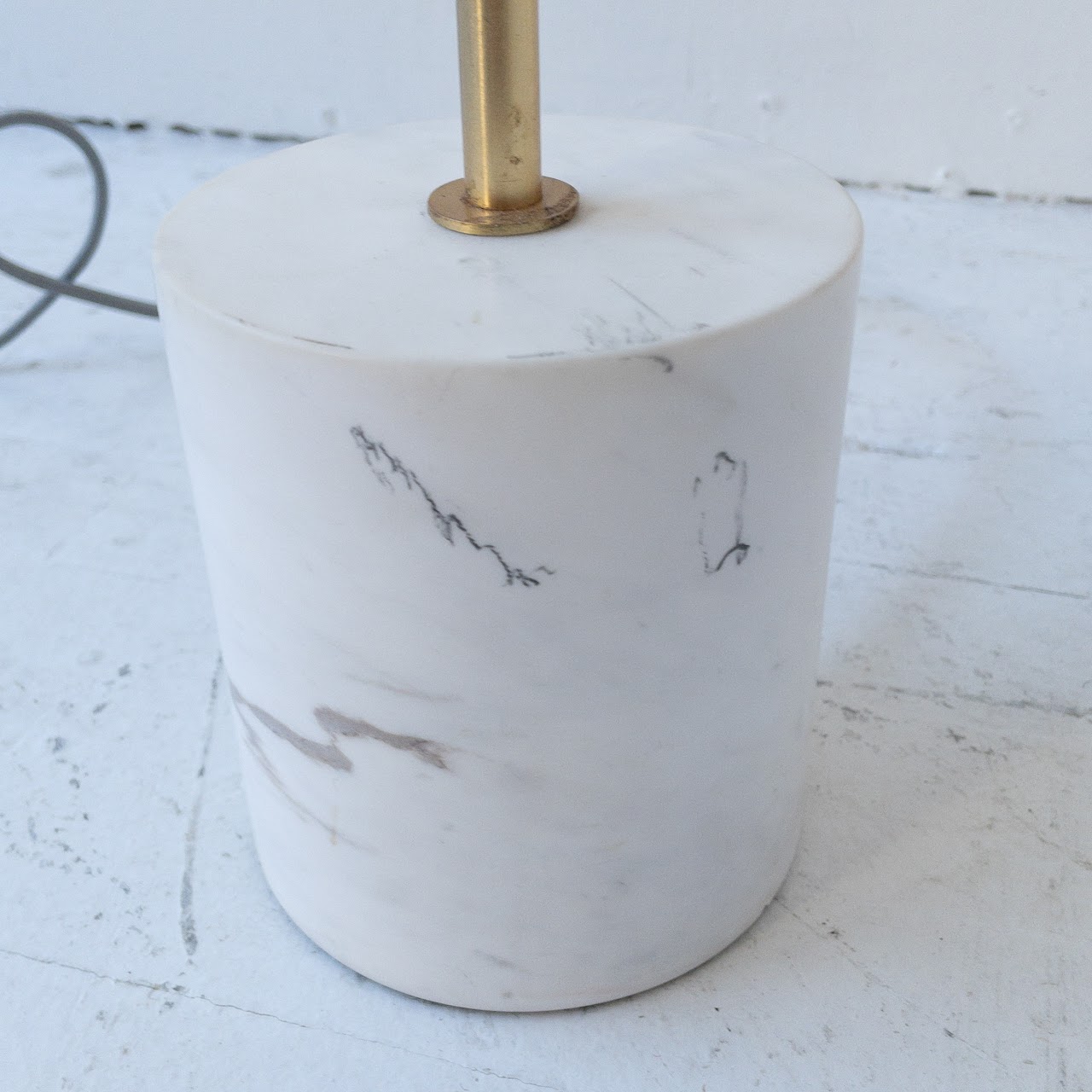 West Elm Sphere & Stem Marble, Brass & Milk Glass Table Lamp