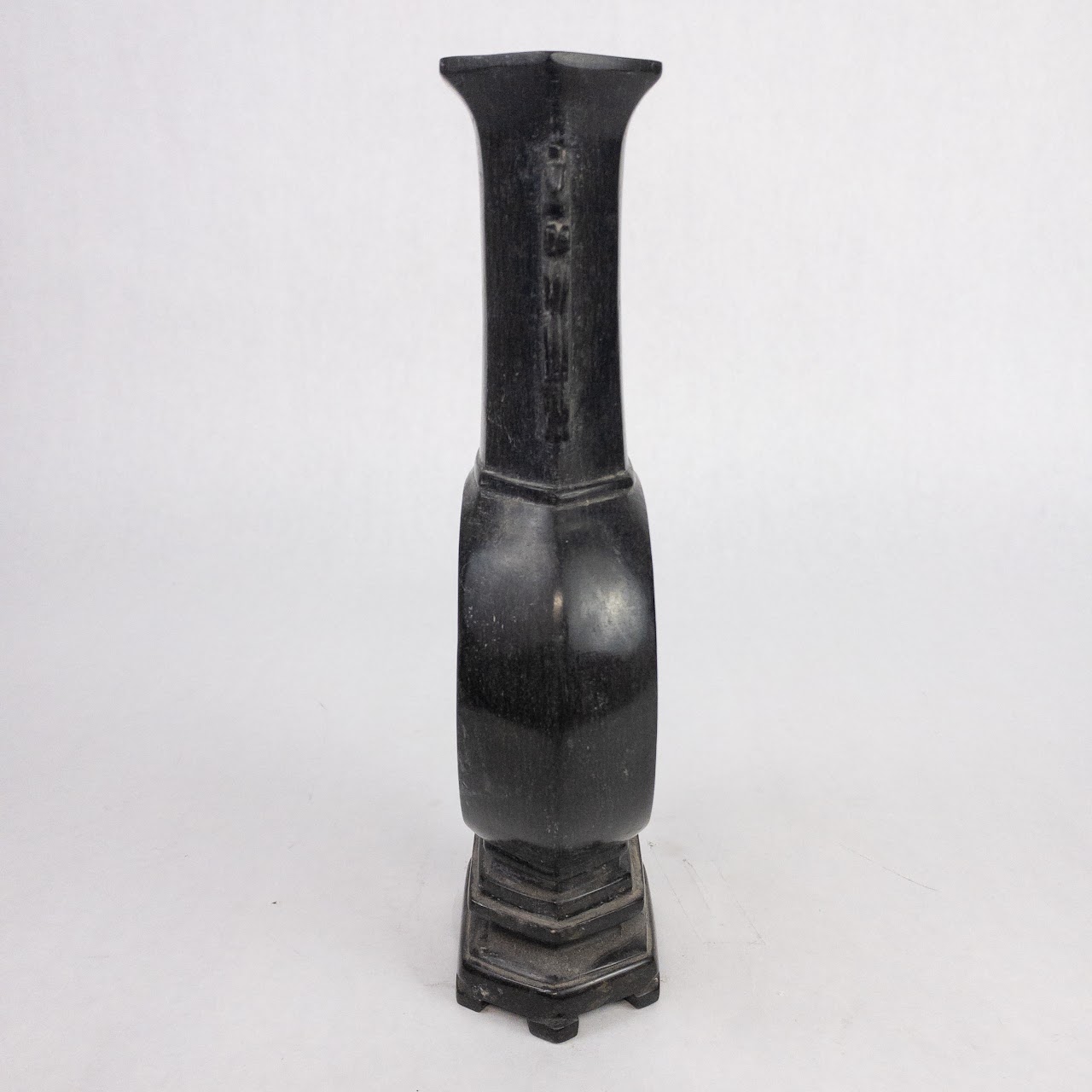 Asian Carved Soapstone Dragon and Crane Vase