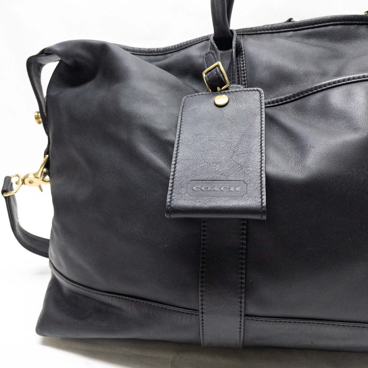 Coach Black Leather Duffel Bag