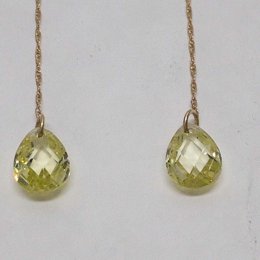 14K Gold Cubic Zirconia Drop Earrings