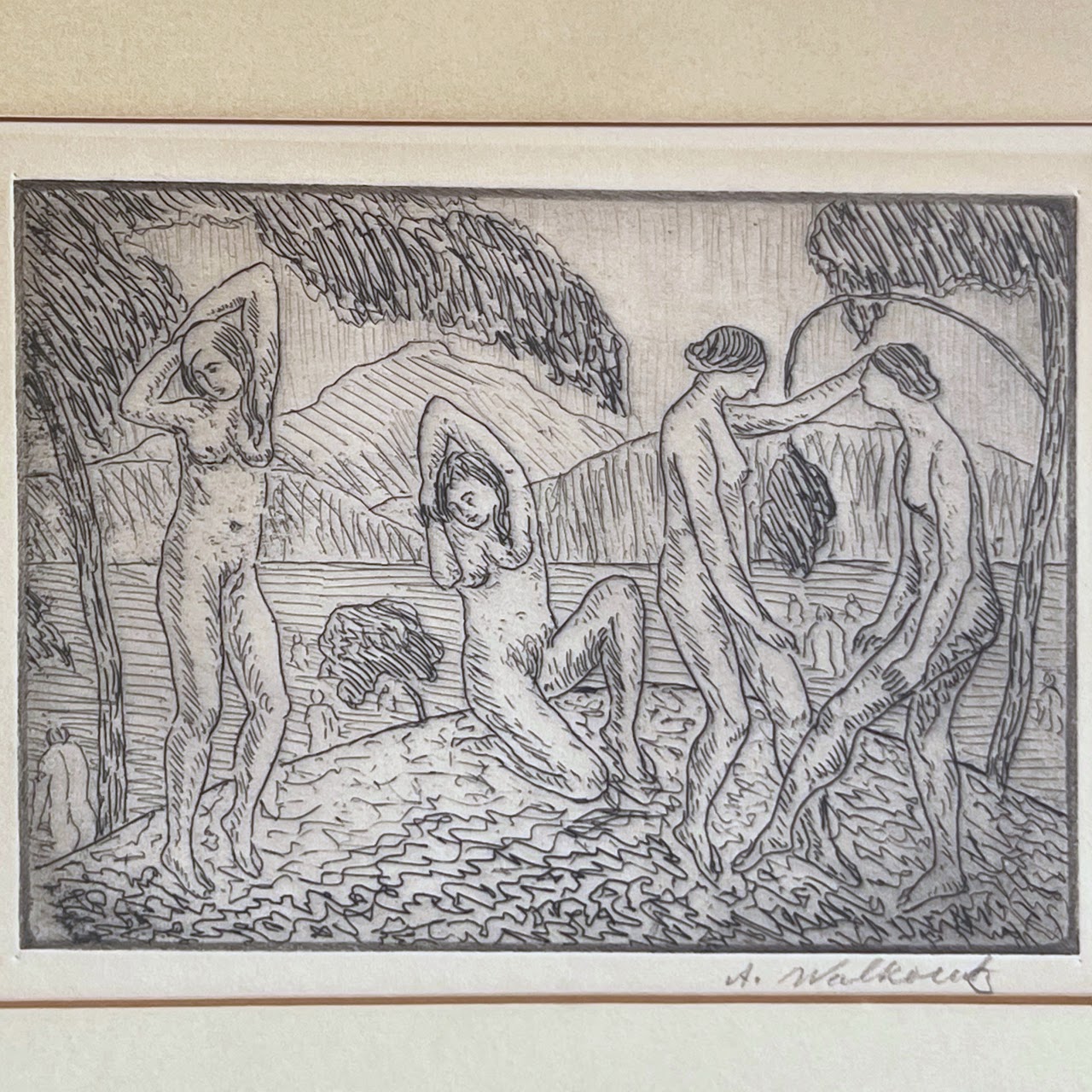 Abraham Walkowitz Signed Etching