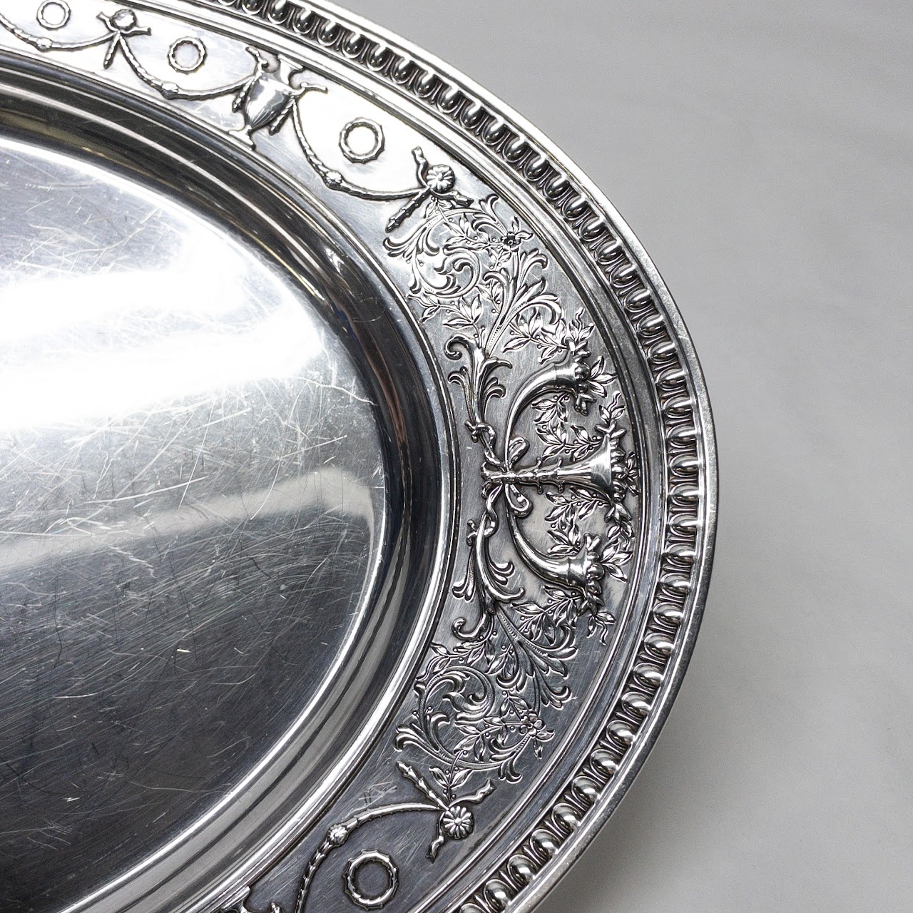 Sterling Silver Decorated Oval Platter