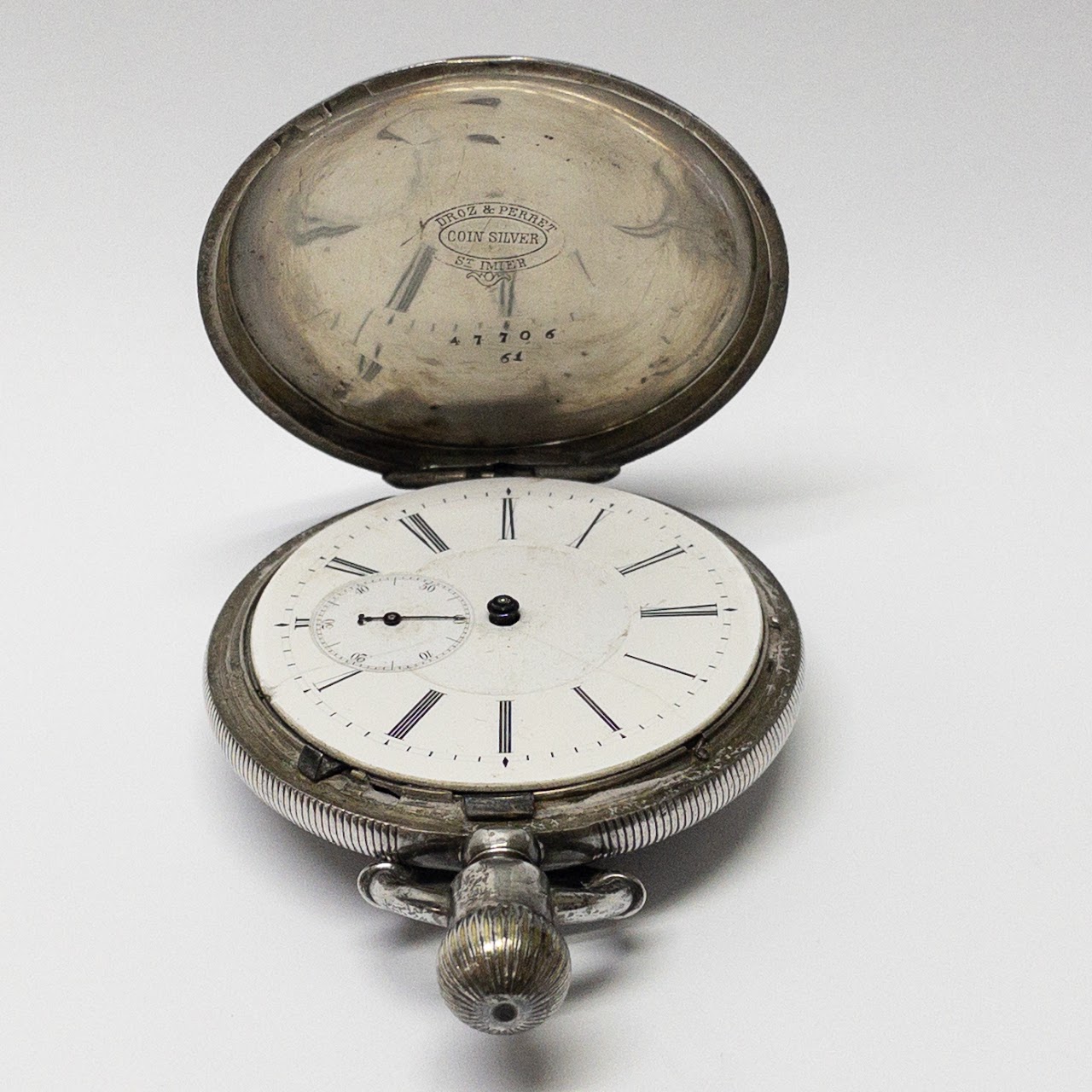 Droz & Perret Coin Silver Pocket Watch
