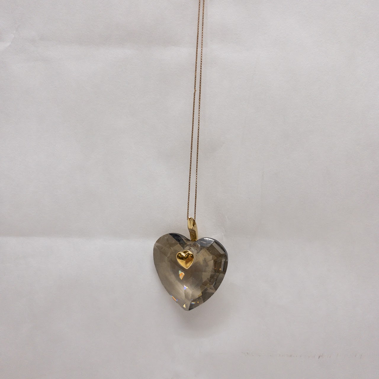 14K Gold Smoked Glass Heart Pendant