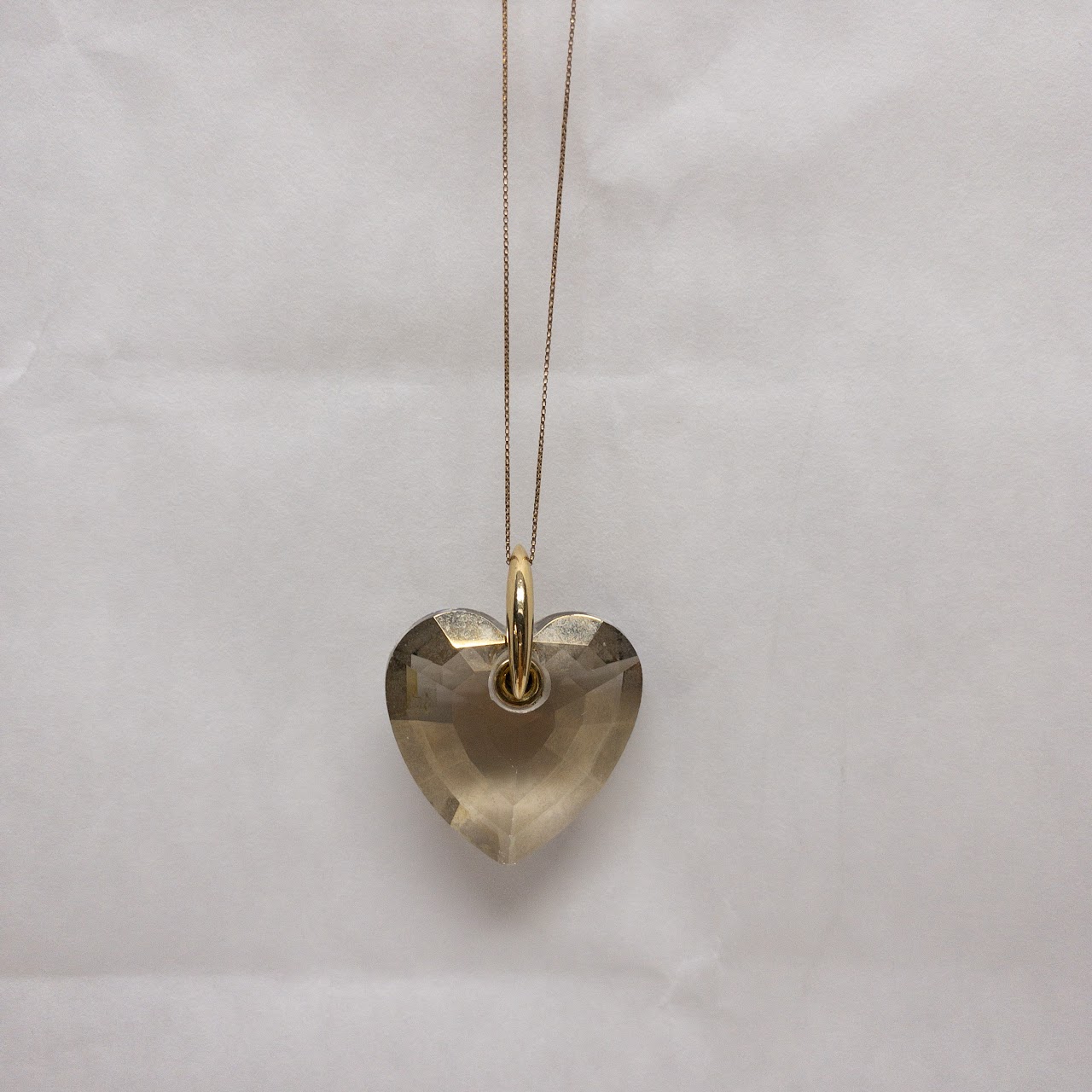 14K Gold Smoked Glass Heart Pendant