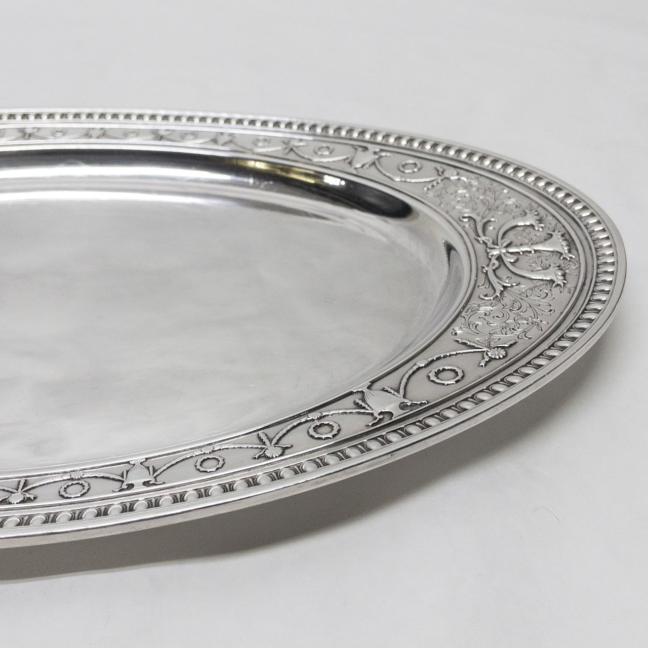 Sterling Silver Decorated Oval Platter