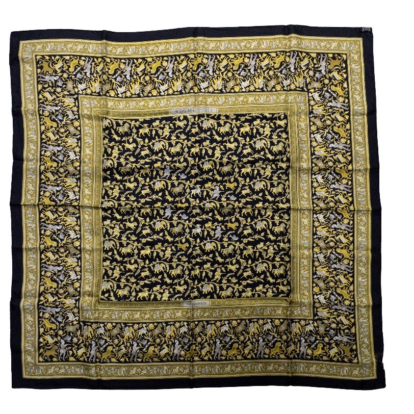 Hermès Black & Gold Silk Scarf