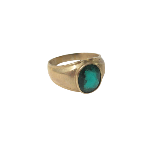 14K Gold & Green Stone Ring