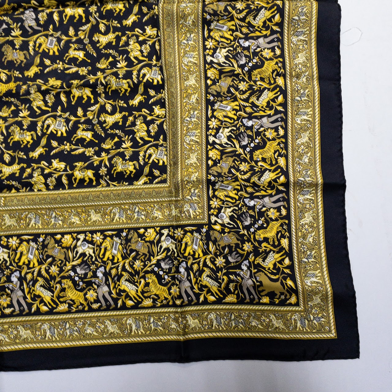 Hermès Black & Gold Silk Scarf