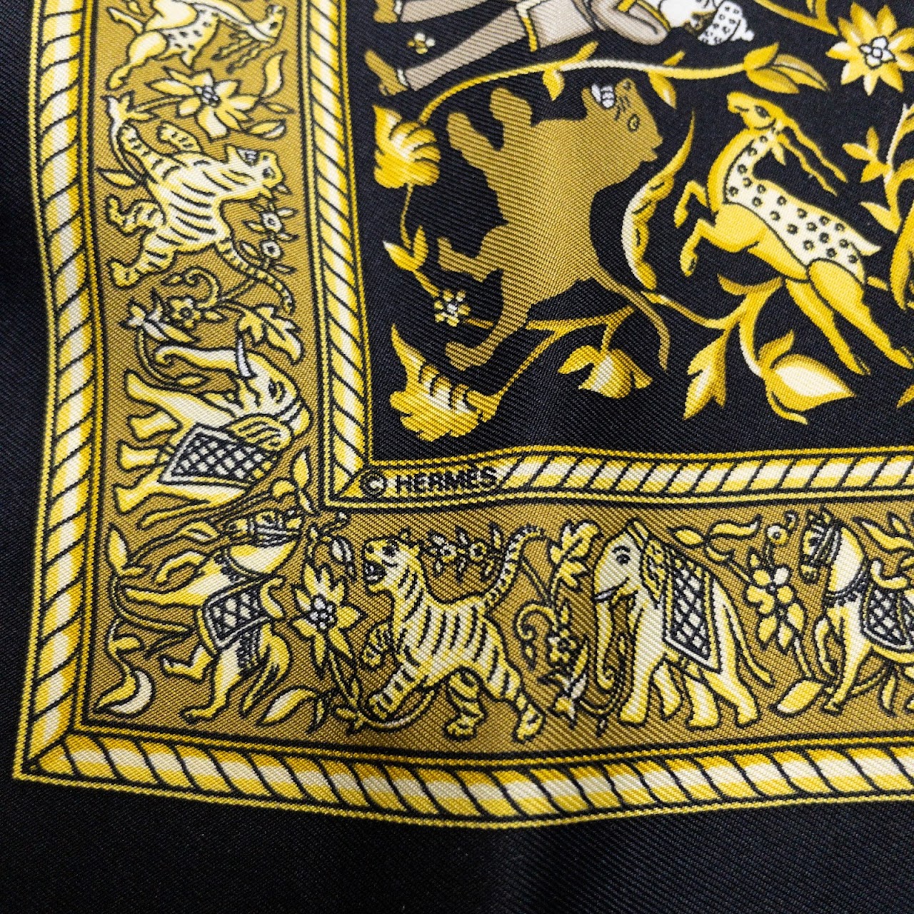 Hermès Black & Gold Silk Scarf