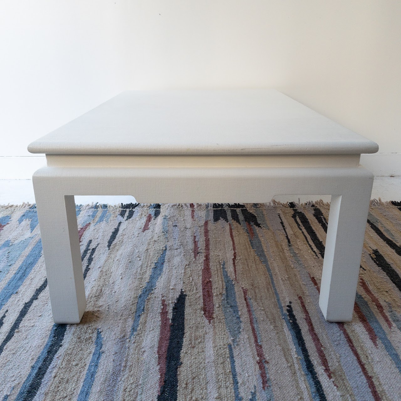 White Grasscloth Custom Coffee Table