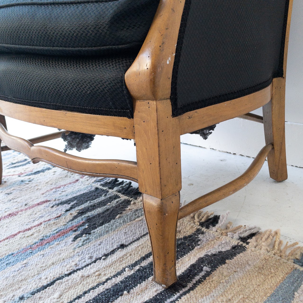 Vintage Carved Wood Bergère Chair