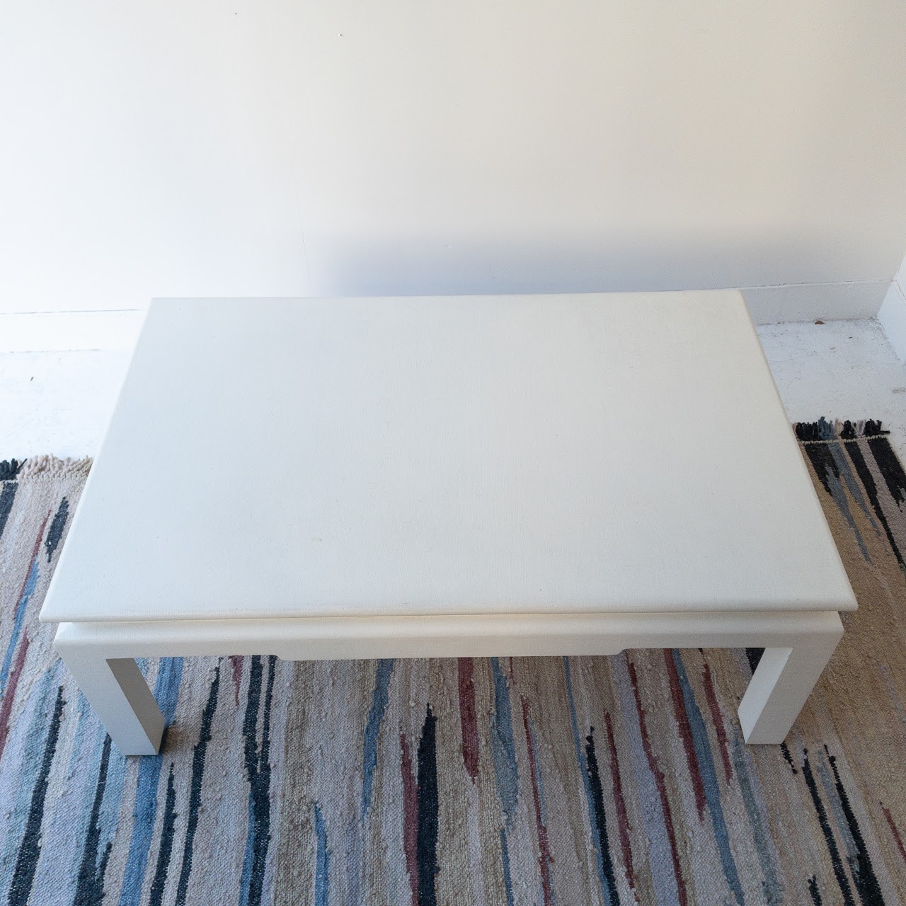 White Grasscloth Custom Coffee Table