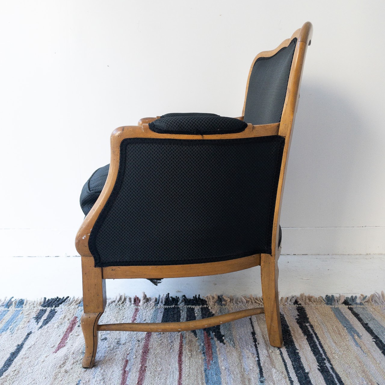 Vintage Carved Wood Bergère Chair