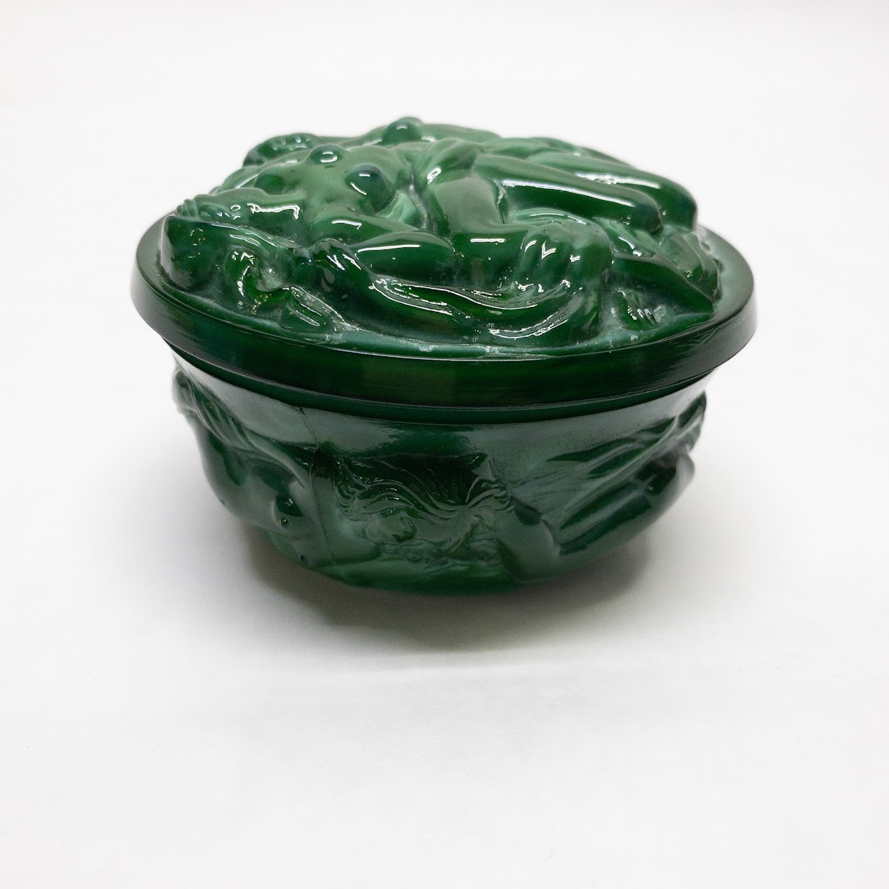 Art Nouveau Style Malachite Glass Trinket Box