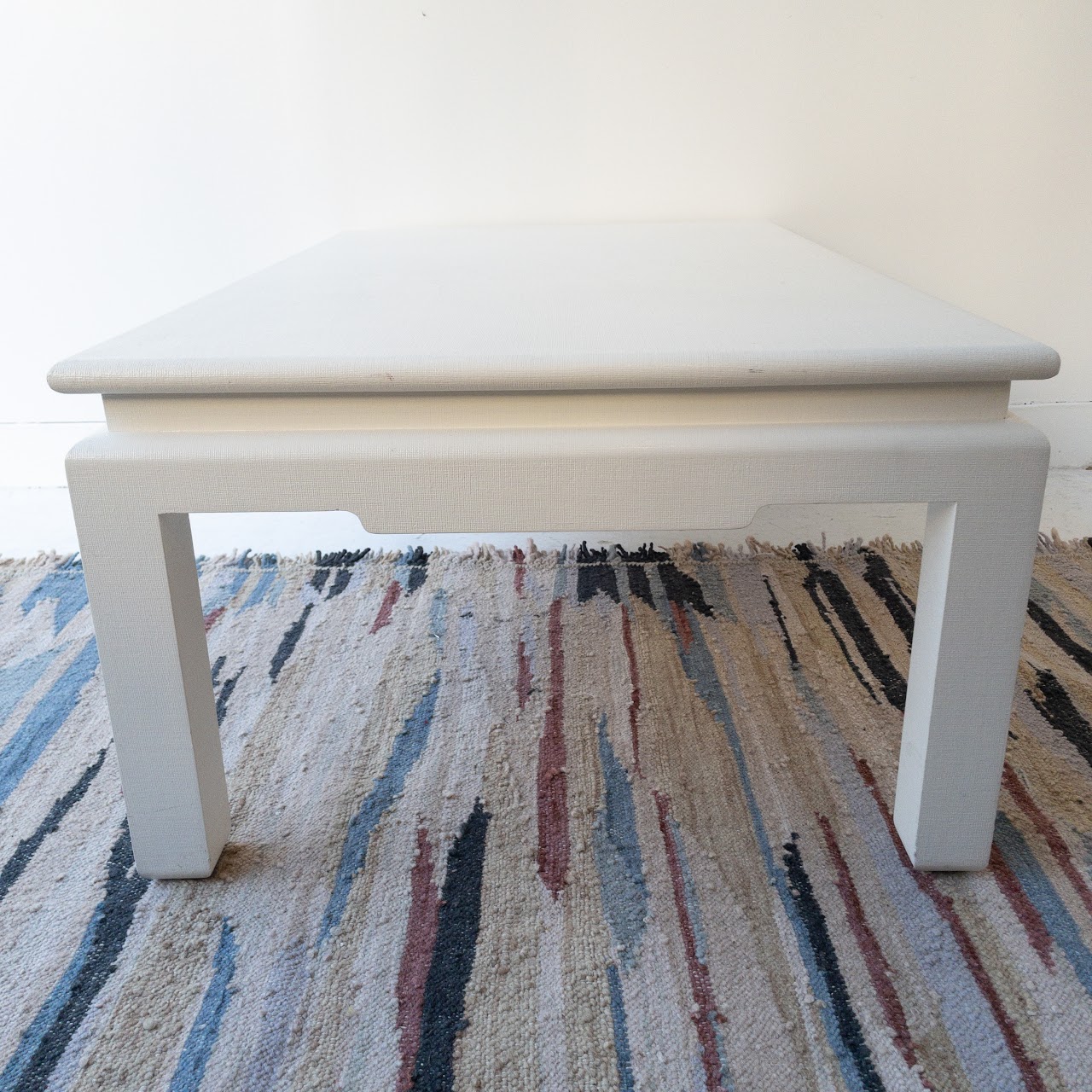 White Grasscloth Custom Coffee Table