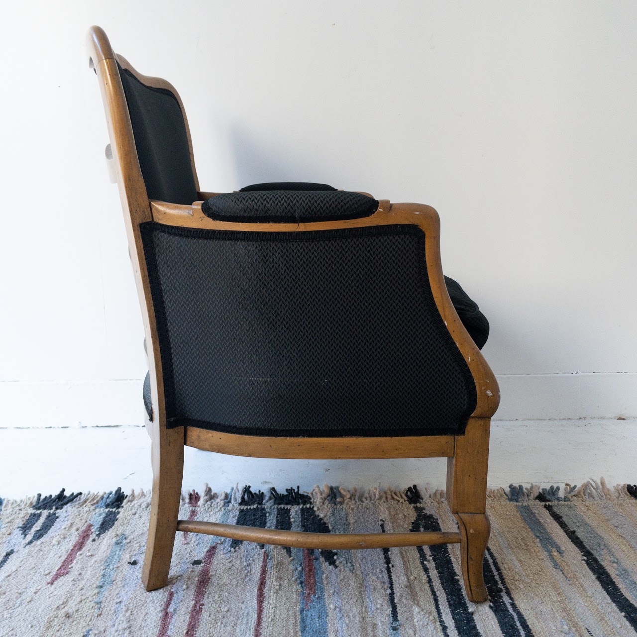 Vintage Carved Wood Bergère Chair