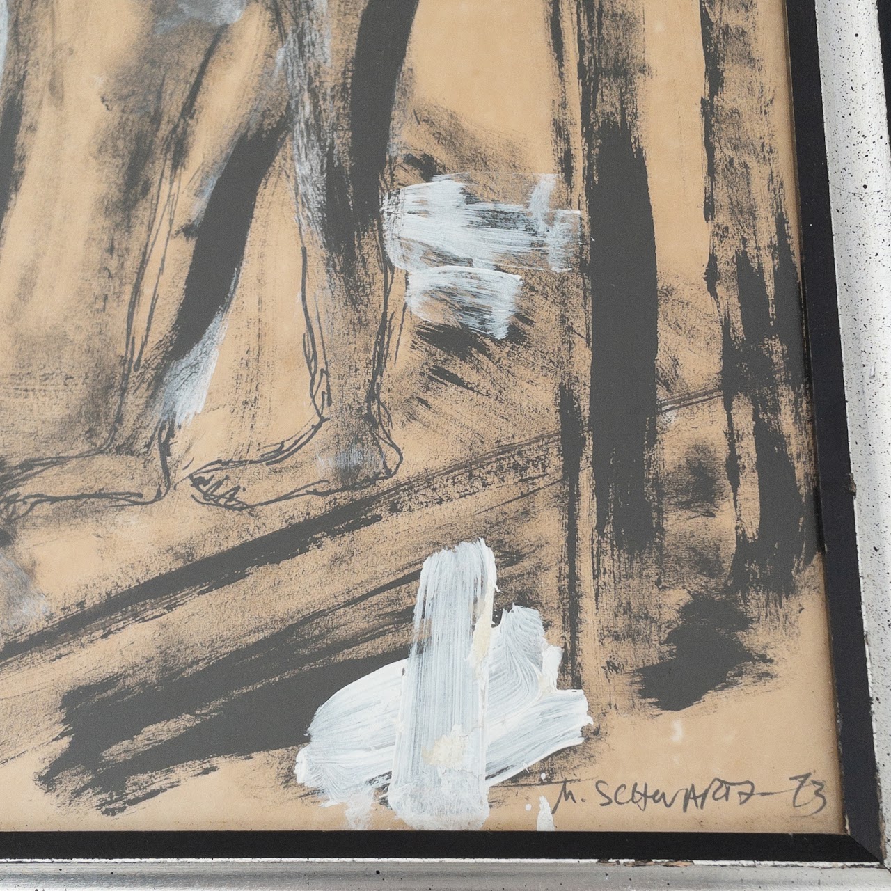 M. Schwartz Signed 1970s Figural Painting