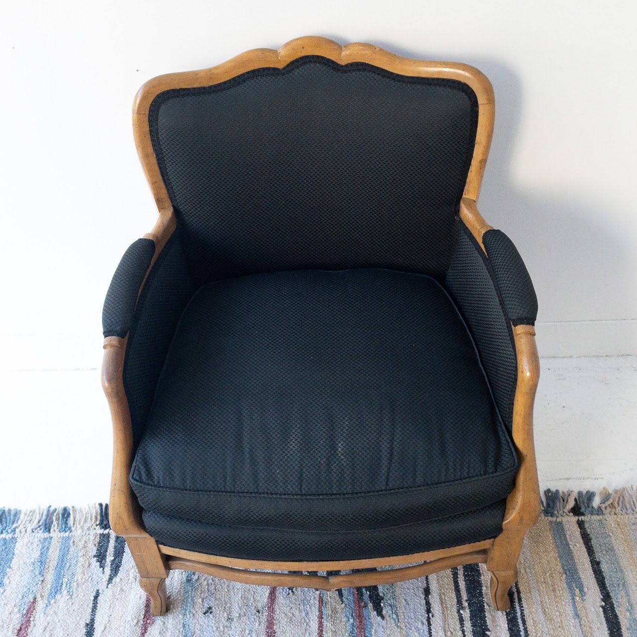 Vintage Carved Wood Bergère Chair