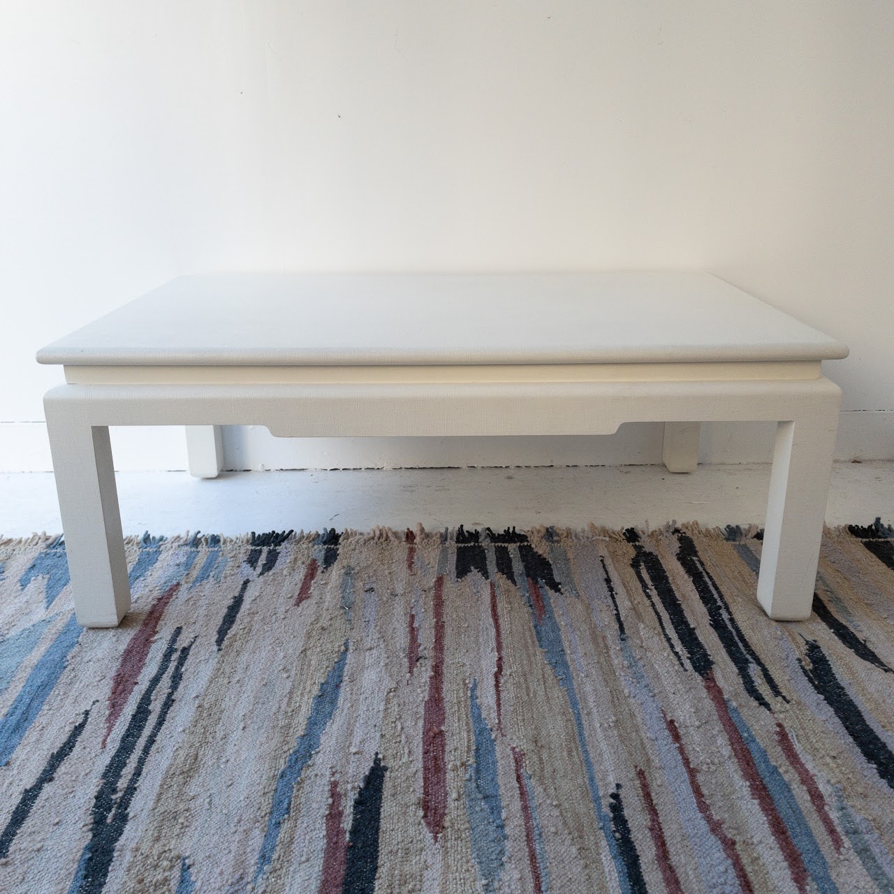 White Grasscloth Custom Coffee Table