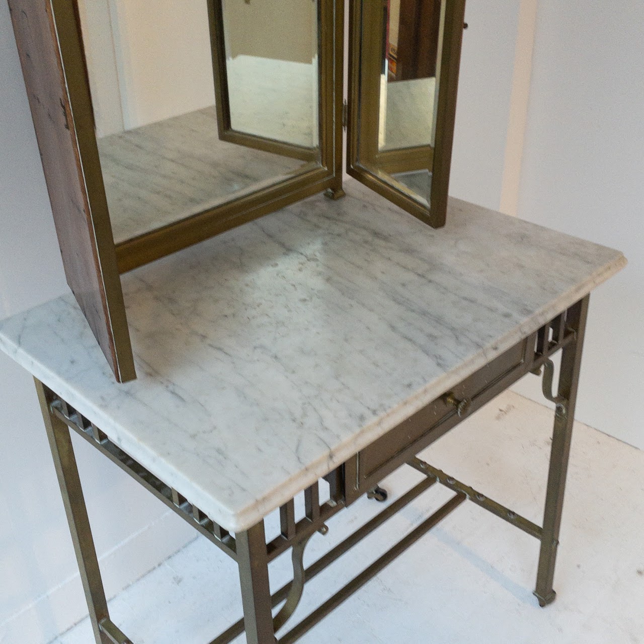 Vintage Marble and Brass Vanity Table