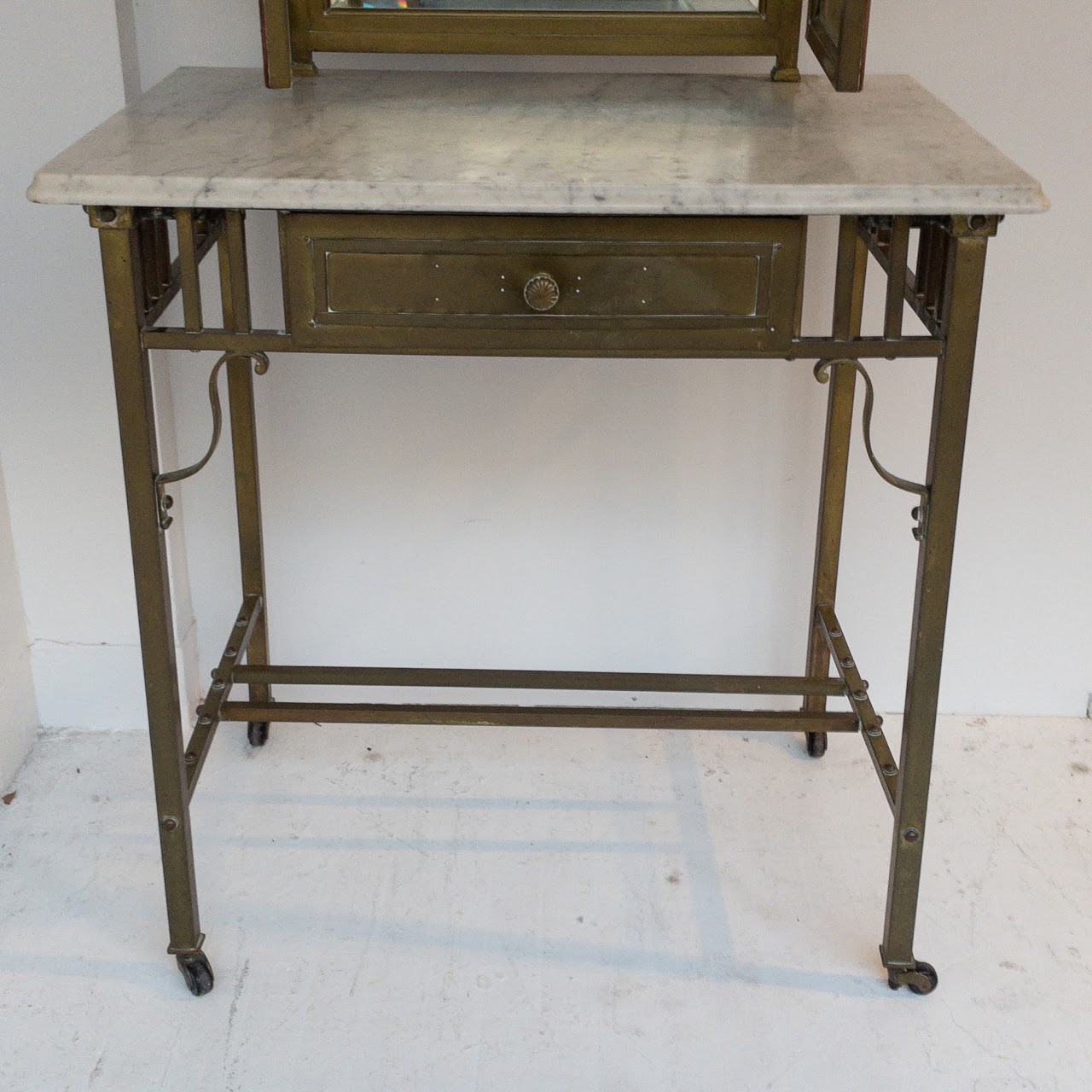 Vintage Marble and Brass Vanity Table