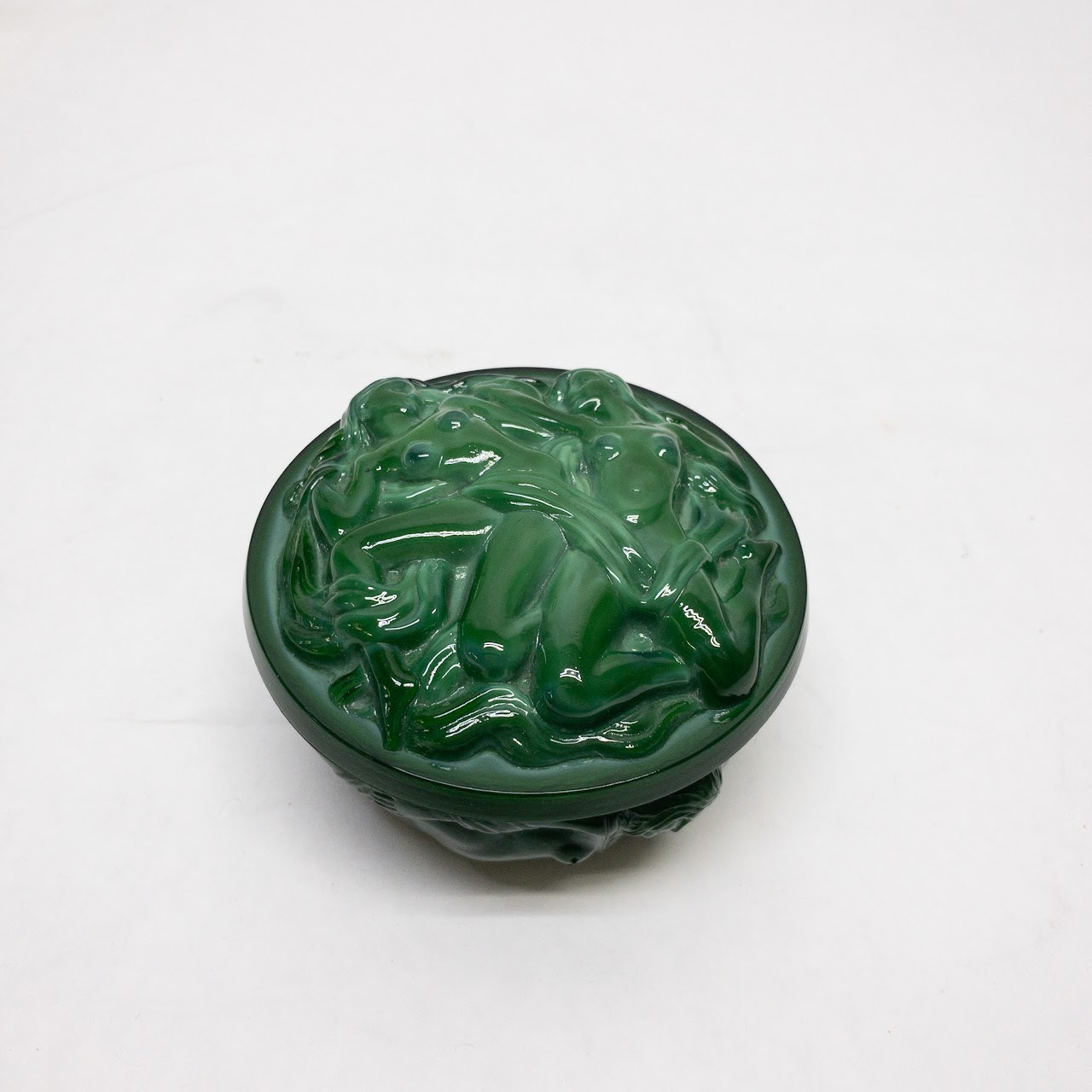 Art Nouveau Style Malachite Glass Trinket Box