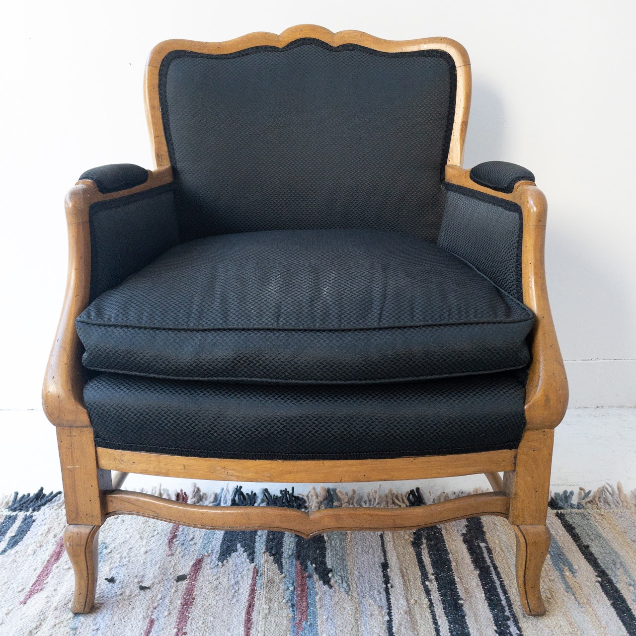 Vintage Carved Wood Bergère Chair