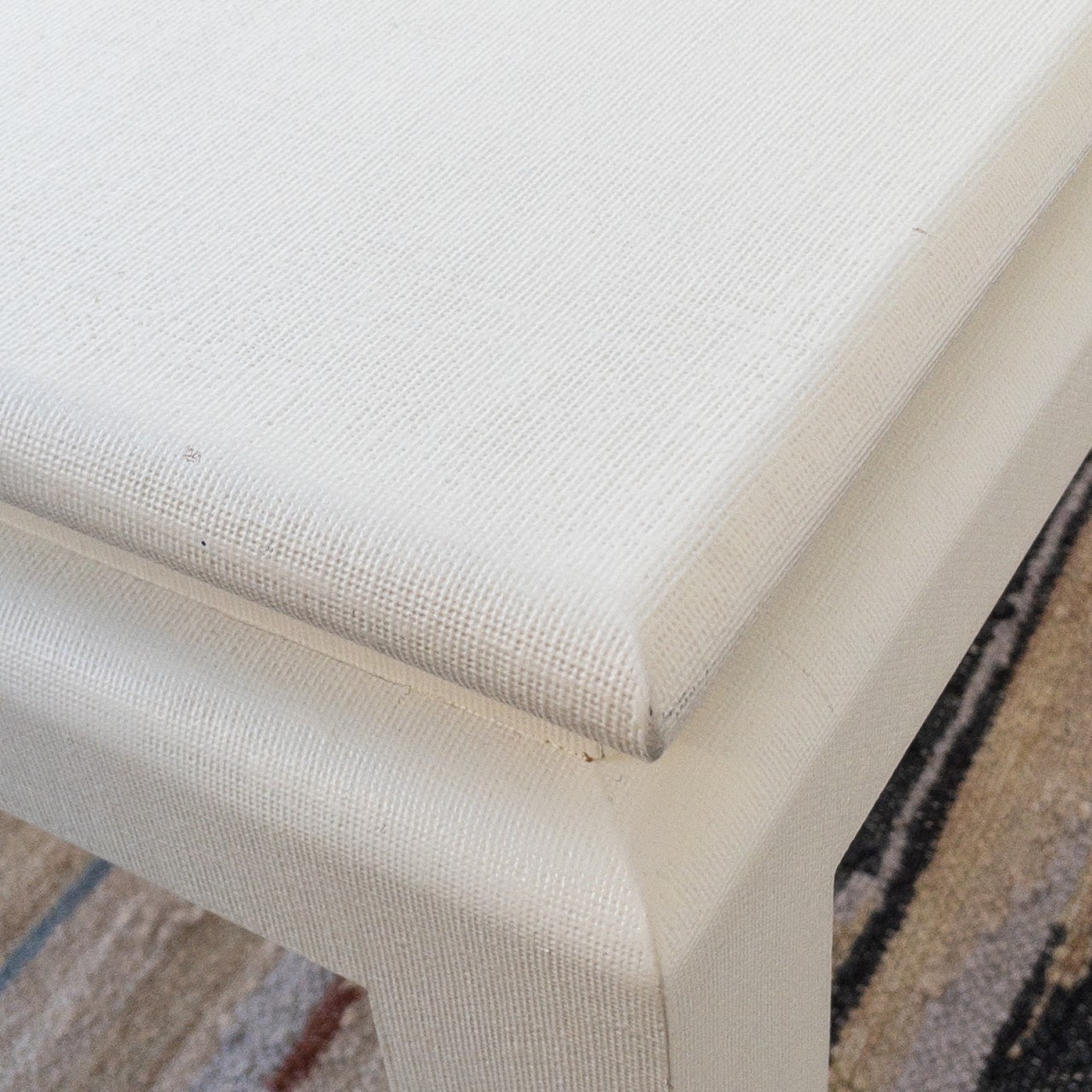 White Grasscloth Custom Coffee Table