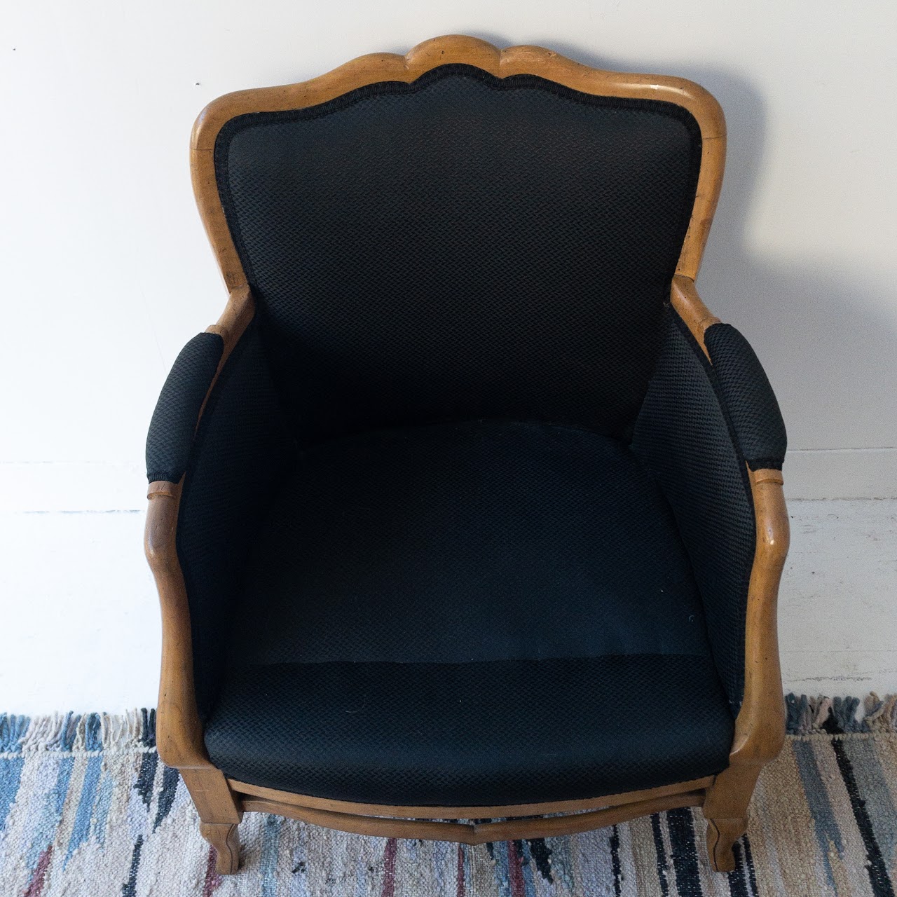 Vintage Carved Wood Bergère Chair