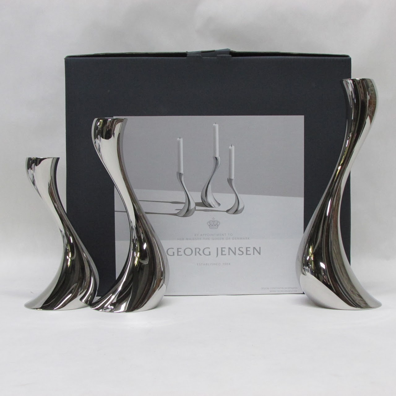 Georg Jensen NEW Cobra Collection Candle Holder Trio