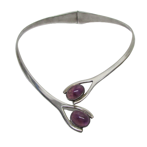 Sterling Silver & Amethyst Modernist Collar Necklace