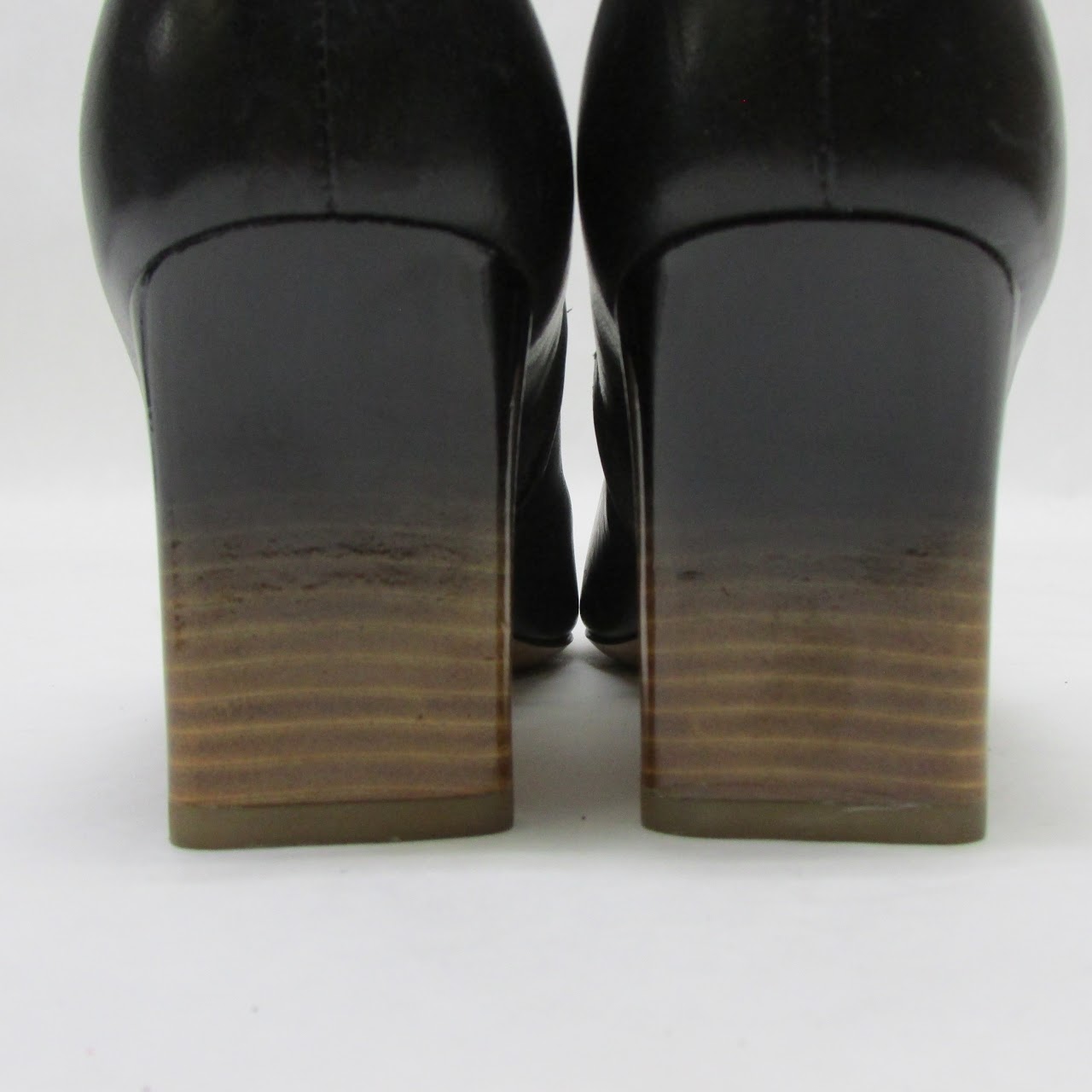 Maison Martin Margiela Ombre-Heeled Black Leather Ankle Booties