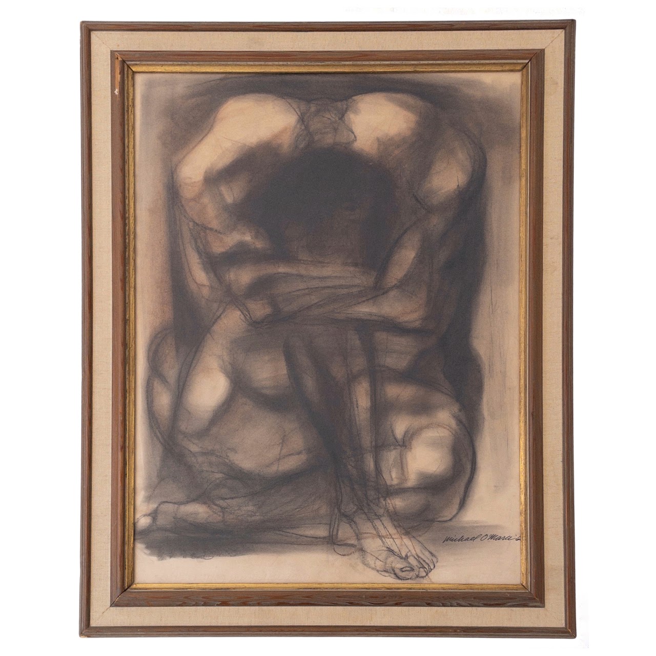 Michael O'Mara Signed 1960s Figural Drawing