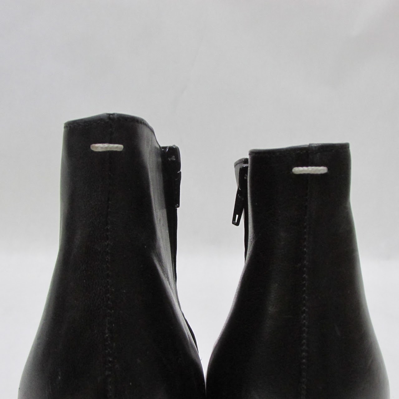 Maison Martin Margiela Ombre-Heeled Black Leather Ankle Booties